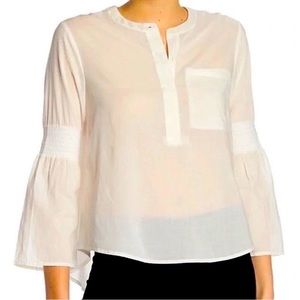 Theory smocked elbow popover shirt - L